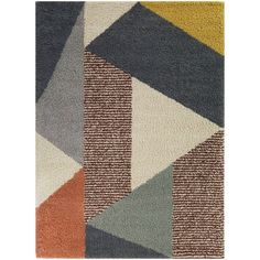 an area rug with various colors and shapes