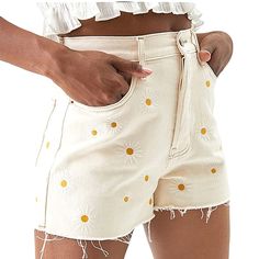 Pac Sun Shorts New Without Tags Creme White Daisy's Embroidered Button Fly Closure 5 Pocket Beltloops 100% Cotton Size 28 Measured Flat Waist 14" 1/2 Rise 12" 1/2 Hips 20" Inseam 3" Length 14" Excellent Condition Smokefree *Cover Pic And Models Are Stock Pics Included For Style Visualization Only. Beach Cotton Shorts With Buttons, Cotton Beach Shorts With Buttons, Summer Cream Bottoms With Floral Embroidery, Cream Floral Embroidery Bottoms For Summer, Summer Floral Embroidery Cream Bottoms, Cotton Beach Bottoms With Button Closure, Beach Cotton Bottoms With Button Closure, Summer Cotton Jean Shorts, Cotton Bottoms With Button Closure For Beach