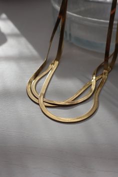 Elevate your everyday style with the Snake Herringbone Chain Necklace, a sleek and sophisticated piece designed to add effortless elegance to any outfit. Crafted from durable stainless steel and gold-plated for a luxurious finish, this 17" chain is perfect for layering or wearing alone. Its 4mm width gives it a bold yet refined appearance, making it a versatile addition to your jewelry collection. KEY BENEFITS Sleek & Timeless Design: A classic piece suitable for any occasion. Durable & Long-Las Herringbone Chain, Effortless Elegance, Gold Plated Necklace, Everyday Style, Herringbone, Everyday Fashion, Jewelry Collection, Gold Plate, Gold Necklace