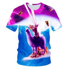 Get ready to blast off into style with the Galaxy Colorful T-Shirt! Add some excitement to your everyday wardrobe with this eye-catching t-shirt, featuring a colorful cartoon galaxy print. Made from a blend of polyester and spandex, it's light, comfortable, and durable for all-day wear. The O-neck collar and unisex style make it a versatile choice for everyone. Perfect for special occasions or everyday use, this t-shirt is easy to match with any outfit and is sure to turn heads. Get your Galaxy Colorful Galaxy, Cat Kids, Lovely Cat, T Shirt Picture, Space Galaxy, Shirt Girl, Essential Dress, Galaxy Print, Baby Boy Shoes