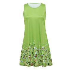 Gender: Women Silhouette: A-Line Dresses Length: Above Knee, Mini Neckline: O-Neck Sleeve Style: Tank Season: Summer Model Number: sundress Sleeve Length(cm): Sleeveless Waistline: Natural Material: Polyester,Spandex Pattern Type: Print Decoration: None Style: Casual Green Sleeveless Mini Dress For Summer, Green Stretch Summer Dress, Green Mini Sleeveless Dress For Summer, Green Sleeveless Sundress For Summer, Green Sleeveless Summer Sundress, Green Stretch V-neck Sleeveless Dress, Green V-neck Stretch Sleeveless Dress, Green V-neck Sleeveless Stretch Dress, Stretch Sundress For Spring Vacation