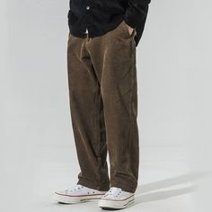 Feel daring and daringly fashionable in these classic Retro Loose Straight Corduroy Sweatpants! Flaunt your style and stand out with the perfect combination of risk-taking and timelessness. Dare to dream big and live life on the edge. Features: -100% Cotton -Mid-rise Waist -Drawstring Waistband -Regular Fit -Street Style Winter Corduroy Pants For Streetwear, Casual Corduroy Winter Bottoms, Winter Streetwear Corduroy Bottoms, Casual Corduroy Bottoms For Winter, Winter Corduroy Bottoms For Streetwear, Corduroy Pants With Pockets, Full-length Corduroy Jeans With Pockets, Full Length Corduroy Jeans With Pockets, Full Length Corduroy Jeans