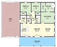 the floor plan for a two story house with an attached garage and living room area