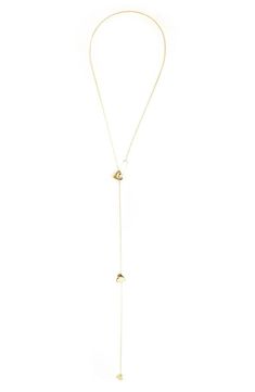 With multiple heart stations, this lariat chain necklace is a versatile style that adds edge to your look..32' chain length.Safety pin closure.14K yellow gold plated brass or white rhodium plated brass.Imported.Item #6805173 Lariat Necklace, Safety Pin, Personal Shopping, Versatile Style, Chain Length, Rhodium Plated, Nordstrom Rack, Jewelry Collection, Chain Necklace