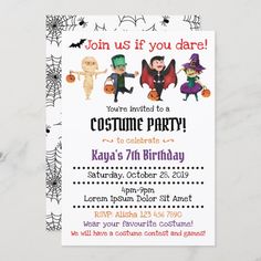 Halloween Costume Party Invitations Size: 5" x 7". Gender: unisex. Age Group: adult. Material: Semi-Gloss. 5th Birthday Invitation, Costume Birthday Party, Halloween Costume Party Invitations, Costume Party Invitations, 5th Birthday Party Ideas, Halloween Costume Party, First Birthday Party Themes, Holiday Party Invitations, Costume Contest