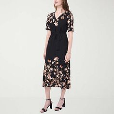 You'll feel sophisticated wearing this MSK women's midi dress. Featuring a floral-print, it comes with a waist tie, a v-neck and fitted short sleeves. Wear it with pumps. Features: BeltedClosure Type: Pullover HeadNeckline: V NeckSleeve Style: Fitted SleeveApparel Length: 47.5 Inches - BackDress Length: Midi LengthFiber Content: 96% Polyester, 4% SpandexFabric Description: ItyCare: Machine Wash, Tumble DryCountry of Origin: Imported Floral Print Maxi Length Midi Dress For Date Night, Maxi Length Floral Print Midi Dress For Date Night, Floral Print Maxi Midi Dress For Date Night, Printed Knee-length Midi Dress For Spring, Spring Knee-length Printed Midi Dress, Printed Feminine Midi Dress For Daywear, Feminine Printed Midi Dress For Daywear, Spring Printed Knee-length Midi Dress, Printed Mid-length Maxi Dress