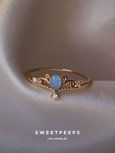 Aviva Princess Aqua Ring – SP Inc. Simplistic Jewelry, Cute Promise Rings, Ethereal Jewelry, Aqua Ring, Pretty Engagement Rings, Dainty Rings, Cute Engagement Rings, Magical Jewelry, Jewelry Accessories Ideas