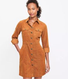 Corduroy Mini Pocket Shirtdress Corduroy Shirt Dress, Cute Casual Dresses, Petite Jacket, Belle Lingerie, Vintage Style Dresses, Trendy Clothes For Women, Woven Dress, Everyday Dresses, Dress With Cardigan