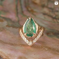 Emerald Trio Ring II | Emeralds, 14k Gold – From Isla Ethereal Jewelry, Flush Set Diamond, Trio Ring, Paraiba Tourmaline, Custom Ring Designs, Ancient Jewelry, Everyday Rings, Custom Earrings, Diamond Band