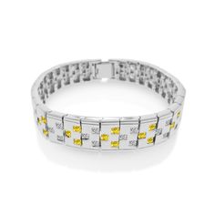 Sterling Silver 925 Rhodium Plated Yellow And Clear Cz Domino Design Bracelet Metal: 925 Sterling Silver Finish: Rhodium Plated Stone Count: 87 Cubic Zirconia Stones Stones Colors: Clear And Yellow Width: 14.8mm Length: 9 Inch Formal Yellow Diamond Bracelet, Luxury Yellow Sapphire Jewelry With Diamond Accents, Modern Yellow Diamond Jewelry, Fine Jewelry Yellow Bracelets For Anniversary, Yellow Fine Jewelry Bracelets For Anniversary, White Gold Jewelry With Brilliant Cut Yellow Sapphire, Luxury Cubic Zirconia Channel Set Bracelets, Luxury Yellow Bracelets For Anniversary, Luxury Yellow Bracelet Jewelry