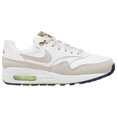 Nike Style, Nike Air Max 1, Casual Running Shoes, Nike Fashion, 1 Girl, Grade School, Air Max 1, White Light, Air Max