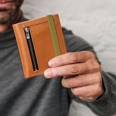 "Men's Wallets. This Leather Wallet is handmade to perfect minimalist style. Slim and compact slips easily into your pocket yet hold all your cards, cash and coins. The more you use your Gazur wallet, the more character it will develop with aging and use. W A L L E T - D E T A I L S -        100% reclaimed leather -        One-year Warranty -        6 card slots, each can carry multiple cards -        Spacious notes compartment (up to 15.2cm / 6\" long) -        An external coin pocket with a Yk Modern Wallets With Pen Slots For Everyday Use, Mens Wallets, Wallet Minimalist, Brown Leather Wallet, Men's Wallet, Wallet Gifts, Perfect Gift For Him, Recycled Leather, Money Clip Wallet