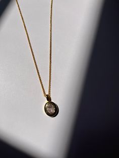 Antique oval inspired pendant necklace. Clear cz gold filled on a delicate rolo chain. Oval Pendant Necklace, Oval Necklace, Antique Inspiration, Clear Stone, Oval Pendant, Rolo Chain, The Eye, Gold Filled, Gold Necklace