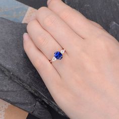 Oval Cut Lab Sapphire Engagement Ring Rose Gold Pear Shaped Three Stone Bridal Wedding Women Antique Simple Engagement Rings Oval, Blake Lively Engagement Ring, Rose Engagement Ring Vintage, Oval Shaped Engagement Rings, Sapphire Engagement Ring Rose Gold, Gold Oval Engagement Ring, Gold Band Engagement Rings, Vintage Engagement Rings Simple, Vintage Emerald Engagement Ring