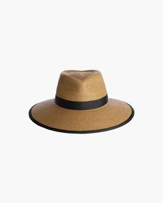 Suncrest Natural/Black Eric Javits Straw Fabric, Small Leather Accessories, Straw Visor, Gold Sand, Visor Hat, Navy Linen, Women's Headwear, Natural Gold, Leather Hats