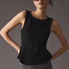 Classic Size L Black Htf Anthropologie Maeve Charlotte Peplum Top With A Little Texture. Nwt. - Cotton, Polyester, Elastane - Pullover Styling - Machine Wash Dimensions - 23"L (Shorter Torso) Flattering Black Stretch Tops, Flattering Stretch Black Tops, Elegant Structured Tops For Night Out, Summer Evening Fitted Peplum Top, Chic Structured Party Tops, Formal Summer Peplum Top, Chic Fitted Peplum Top For Party, Structured Fitted Summer Tops, Chic Structured Top For Night Out