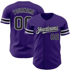 a purple baseball jersey with the name and number on it, that says yournames