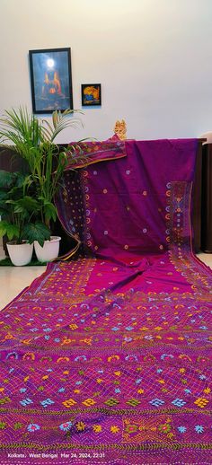 *exclusive lambani stitch saree* on blended bangalore silk with blouse piece Bohemian Unstitched Katan Silk Saree, Bohemian Semi-stitched Katan Silk Traditional Wear, Bohemian Semi-stitched Saree With Motifs, Bohemian Katan Silk Saree For Eid, Embroidered Purple Saree For Puja, Bohemian Banarasi Silk Handloom Blouse Piece, Bohemian Art Silk Saree With Pallu, Bohemian Katan Silk Blouse Piece With Pallu, Bohemian Katan Silk Traditional Wear With Pallu