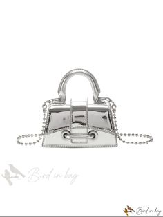 Bird in Bag - Silver Metallic Glitter Chain Metallic Chain Bag For Party, Trendy Silver Party Bags, Silver Glitter Bag For Night Out, Chic Metallic Silver Party Bags, Trendy Metallic Party Bags, Bags 2024, Chic Crossbody Bag, Retro Purse, Mini Coin Purse