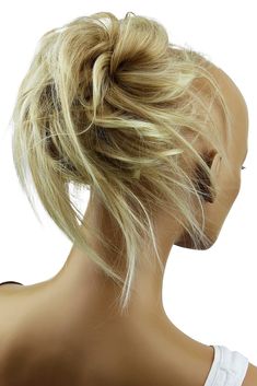 Wavy Messy Bun, Scrunchie Updo, Bleach Blonde, Bridal Updo, Hair Strand, Elastic Hair Bands, Real Human Hair, Wig Accessories