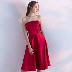 Red party dress,strapless dress ,sexy homecoming dress,satin graduation dressMaterial:satincolor:as picture or custom colorNeckline:straplessBack details:bandage or zipperStyle:sexyDress type:A-line<p>Features:simple</p><br/><p>Customized service and Rush order are available.</p><br/><p>This dress could be custom made, there are no extra cost to do custom size and color.</p><br/><p>Please leave your phone number for shipping when you or Satin Graduation Dress, Formal Party Dresses, Red Party Dress, A Line Cocktail Dress, Red Party, Formal Party Dress, Dress Satin, Wedding Bridesmaid, Dress Robes