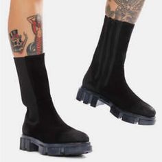 A Super-Chunky Lug Sole Offers An Exaggerated Take On The Trending Utility Look For A Chelsea Boot Updated With An Elongated Shaft. 1 3/4" Heel; 1" Platform (Size 36) 9" Shaft; 11 1/2"-13" Calf Circumference Side Zip Closure Lug Sole Leather Upper/Synthetic Lining And Sole High-top Platform Boots For Streetwear, Streetwear High Ankle Platform Boots, Vibram Sole Ankle-high Platform Boots For Streetwear, Ankle-high Platform Boots With Vibram Sole For Streetwear, Ankle-high Vibram Sole Platform Boots For Streetwear, Edgy Boots With Lug Sole And Medium Width, Edgy Round Toe Platform Boots With Vibram Sole, Edgy Black Platform Boots With Vibram Sole, Medium Width High Heel Platform Boots For Streetwear