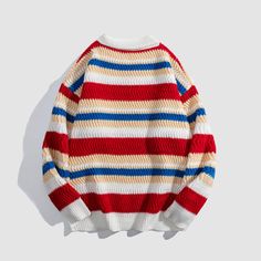 Features: Unisex Relaxed fit Polo Collar Knitted construction Ribbed sleeve cuffs and bottom hem Material: polyester Apricot Sweater, Costume Bags, Beige Pullover, Sunglass Chain, Polo Sweater, Fashion App, Beige Sweater, Striped Sweater, Rainbow Stripes