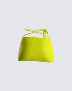 Wearing this mini, tie skirt will not just be a walk in the park... you'll be the talk of the park 💛😍 Yellow Mini Skirt, Tie Skirt, Walk In The Park, The Talk, A Walk, The Park, Walk In, Bucket Bag, Mini Skirt