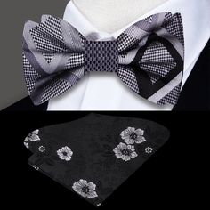 Elevate Sophistication: The Grey and Black Geometric Diamonds Silk Bow Tie A fusion of modern sophistication and timeless elegance, the Grey and Black Geometric Diamonds Silk Bow Tie offers an exquisite statement piece for those seeking refined style with a contemporary edge. Discover the versatility and allure of this accessory, meticulously designed to elevate your ensemble to new heights. Design Elegance: Captivating Geometric Diamonds The bow tie's allure lies in its geometric diamonds patte Elegant Bow Tie Suit And Tie Accessories For Spring, Elegant Bow Tie Suit Accessories For Spring, Black Summer Business Ties, Black Bow Tie For Black Tie Events, Black Summer Formal Ties, Elegant Black Summer Ties, Classic Black Ties, Elegant Black Suit And Tie Accessories For Evening, Black Bow Tie With Butterfly Knot For Business