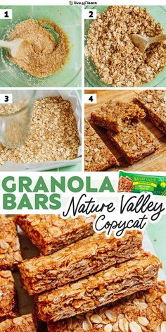 the steps to making granola bars are shown