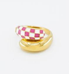 Our iconic Checker ring comes in an ultra-cool wrap style for a bold effect you will adore. Wear it as a statement piece with your favorite LBD to truly stunning in a crowd. We love this piece solo for a standout style everyone will ask you about.
Dome Height: 15mm Trendy White Open Ring, White Modern Twist Ring Jewelry, Modern Open Snake Ring, Bold White Jewelry For Gifts, Bold White Jewelry For Gift, White Rings With A Modern Twist As A Gift, Modern Twist White Rings As Gift, Modern Twist White Ring As Gift, Pink Open Ring