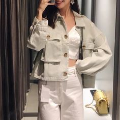 Get new tops for work! cool cotton jacket with front pockets workwear shirts for women cotton pocket jacket mint green t shirt jacket boyfriend oversized short jacket #shortjacket #mintjacket #tshirtjacket #cottonjacket #newtops