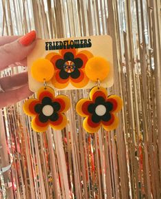 50mm ✿ Earrings inspired by the 1960s summer of love, mod fashion and hippie fashion. All earrings are handmade from acrylic and will bring you back in time. 1960s earrings, 70s fashion, 70s earrings , retro inspired, flower earrings, mod earrings, hippie earrings 70s Women Jewelry, 60s Inspired Jewelry, 70s Accessories Jewelry Claire's, Gold Seventies Inspired Jewelry, 70s Fashion Jewelry, Cheap Orange Retro Earrings, Retro Multicolor Flower Earrings For Gift, Handmade Retro Flower Earrings, Retro Handmade Orange Earrings