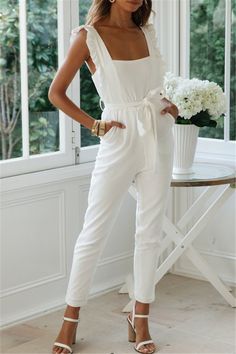 Karlidress White Ruffle One-piece Jumpsuits P12908 Summer Ruffled One-piece Jumpsuits And Rompers, Summer Ruffles One-piece Jumpsuits And Rompers, Summer One-piece Jumpsuits And Rompers With Ruffles, Summer Ruffle Jumpsuits And Rompers, Summer Brunch Jumpsuit With Ruffles, Chic Summer Jumpsuits And Rompers With Ruffles, One-piece Ruffled Jumpsuits And Rompers For Party, Elegant Jumpsuits And Rompers For Day Out, Elegant Overall Jumpsuits And Rompers For Day Out