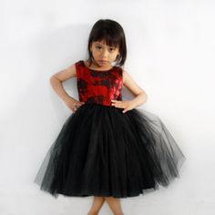 Red and Black Lace Tutu Girl Dress. Flower Girl's Dress, Party Dress, Formal Girls Dress, Satin and lace dress, Girls tutu dress Christmas Bridesmaid Dresses, Satin And Lace Dress, Formal Christmas Dress, Christmas Bridesmaids, Black Flower Girl Dress, Party Dress Formal, Girls Tutu Dresses, Girls Formal Dresses, Flower Girl Dress Lace