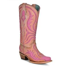 Ladies -- check out these new Corral Boots, part of their exciting Neon collection! We are loving this design -- fun patterns, sparkly studs, and pretty pink leather -- all against a classic cowgirl boot silhouette. When you wear them out to your favorite honky tonk, you'll stop traffic in the bar, as they light up the dance floor! That's right, they glow in the dark! Tube Height 13" Heel Height 2" Snip Toe Pink Overlay, Embroidery Boots, Corral Boots, Boot Jewelry, Living Proof, Tractor Supply, Light Boots, Women Boots, Western Cowboy Boots