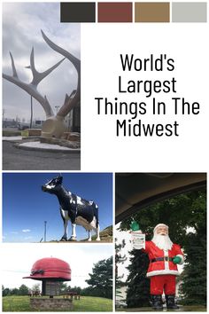 the cover of world's largest things in the midwest, with images of santa claus