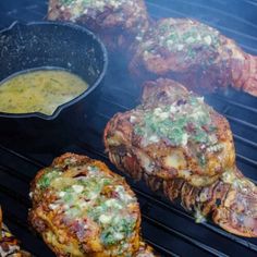 some food is being cooked on the grill