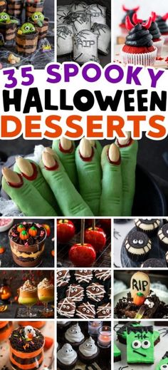 halloween desserts with the words spooky halloween desserts