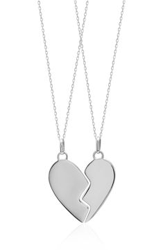 A polished finish adds to the shine of a chain necklace duo that's a perfect way to celebrate your friendship. Set of two necklaces Sterling silver Imported Friendship Necklace With Heart Pendant And Charm, Double Heart Charm Necklace For Friendship, Double Heart Charm Necklace For Best Friend, Heart Charm Double Heart Necklace For Best Friend, Friendship Necklace With Heart Pendant, Sterling Silver Necklace With Heart Charm For Best Friend, Sterling Silver Heart Jewelry For Friendship, Sterling Silver Heart Pendant Necklace For Friendship, Silver Cable Chain Jewelry For Valentine's Day