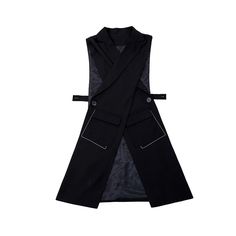 (1) Threshold Cross Double-Sided Hollow Suit Vest Boyfriend Look Elegant – Ofelya Boutique Tailored Black Vest Outerwear, Modern Fitted Black Vest, Modern Black Fitted Vest, Black Workwear Vest With Pockets, Black Business Vest For Spring, Black Sleeveless Vest For Tailoring, Modern Fitted Sleeveless Outerwear, Modern Black Vest For Workwear, Modern Black Vest For Work