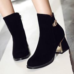 Shaft: 12.5cm Round: 25cm Heels: 6.5cm Platform: 1cm Color: Black Size: US 3, 4, 5, 6, 7, 8, 9, 10, 11, 12 (All Measurement In Cm And Please Note 1cm=0.39inch) Note:Use Size Us 5 As Measurement Standard, Error:0.5cm.(When Plus/Minus A Size,The Round And Shaft Height Will Plus/Minus 0.5CM Accordingly.Error:0.5cm) Note: The size you choose is US Size and 1CM=0.39inch. Size Guide: US 3=EU34=22CM,US 4=EU35=22.5CM,US 5=EU36=23CM, US 6=EU37=23.5CM,US 7=EU38=24CM,US 8=EU39=24.5CM, US 9=EU40=25CM,US 10= Plus And Minus, Black Ankle Boots, Low Heels, Size Guide, Ankle Boot, Ankle Boots, Buckle, Women Shoes, Zipper