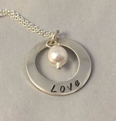 Love Washer Disc - Personalized Hand Stamped Sterling Silver Mom Necklace - sugarpiejewelry.com Eco Friendly Necklace, Washer Jewelry, Fabric Necklace, Etsy Bridesmaid Gifts, Knowledge And Wisdom, Hand Stamped Jewelry, Jewelry Tree, Mom Necklace, Stamped Jewelry