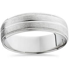 men's wedding band with white gold inlays and beaded edges, 8mm