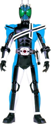 an action figure is posed in front of a white background and blue backround