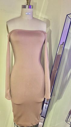 Handmade off the shoulder bodycon dress Made of 4-way stretch fabric Accentuates the curves READY TO SHIP Final Sale. No returns. No exchanges. No store credit. Pink Bodycon Dress, Pink Bodycon, Dress With Sleeves, Pink Bodycon Dresses, Bodycon Dress With Sleeves, 4 Way Stretch Fabric, Baby Pink, Dress Making, Final Sale