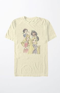 magic mirror, on the wall - what is the fairest disney shirt of all. add a little disney magic to your day with this officially licensed disney apparel! this super cute tee features short sleeves, a crew neckline, and a custom front graphic. solid color tee short sleeves crew neckline front graphic regular fit FIFTH SUN Womens Disney Princess Sketch T-Shirt - Natural size XL Disney Princess Sketches, Princess Sketches, Disney Anniversary, Disney Box, Disney Trip Outfits, Disney Apparel, Vacay Outfits, Magic Mirror, Disney Clothes