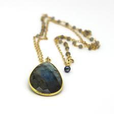 Labradorite Necklace – Margie Edwards Jewelry Symbol Of Peace, Labradorite Necklace, Labradorite Necklaces, Labradorite Pendant, 14kt Gold, Pear Shape, Shades Of Blue, Lobster Clasp, Labradorite