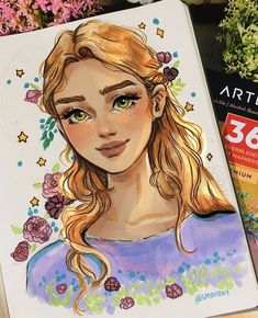 Beautiful Pencil Drawings, Art Markers Drawing, Markers Drawing Ideas, Copic Marker Art, Drawing Hands, Art Markers, Drawing Faces, Sketchbook Drawings, Girly Drawings