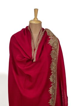 Wrap yourself in the timeless allure of Kashmiri Stoles. This Red Pure Pashmina Tilla Hand Embroidered Stole is a masterpiece, blending tradition and modernity flawlessly. It exudes regal elegance and embraces your beauty in every way possible. Product Details - Condition: Brand New - Style: Stole Wrap - Fabric: 100% Pure Pashmina - Wrap Feel: Soft - Weave: Tight Weave - Embroidery: Hand Tilla Work - Size: 28″ X 80″ (70 cm X 200 cm) approx. - Base Colour: Red - Embroidery Colour: Multi-Colour Care Instructions - Steam Ironing Recommended after every 2 wear to avoid pilling - Dry Clean Only - Store in a moist free or ventilated area - - - - - - - - - - - - - - - - - - -  Payment Options If you want to pay for the order in instalments or if you don't use Paypal, we offer multiple payment opt Elegant Semi-stitched Gold Embroidered Fabric, Elegant Gold Embroidered Fabric For Diwali, Elegant Dupatta With Gold Embroidery For Reception, Elegant Gold Embroidery Dupatta For Festivals, Elegant Gold Embroidered Dupatta For Festivals, Designer Embroidered Dupatta For Reception, Luxury Embroidered Traditional Wear, Formal Bollywood Style Embroidered Fabric, Formal Floral Embroidered Fabric